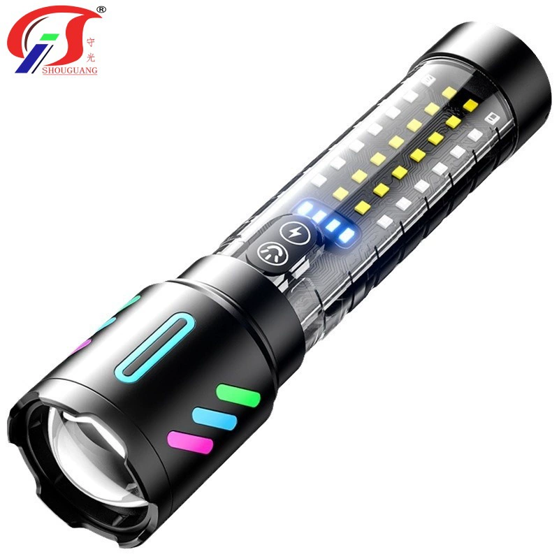 Супер яркий фонарик световой световой полосы дальнего света встроенный аккумулятор сигнальный индикатор световой лампы аварийный портативный открытый фонарик