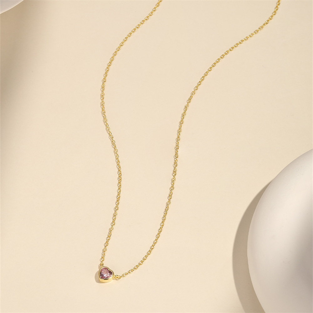 Daily Occasion 925 Sterling Silver Zircon Plating Inlay Heart Shape Necklace