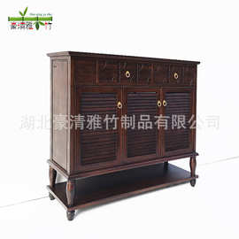 湖北竹全竹家具厂加工竹木鞋柜竹制换鞋柜玄关柜竹柜新中式竹木柜