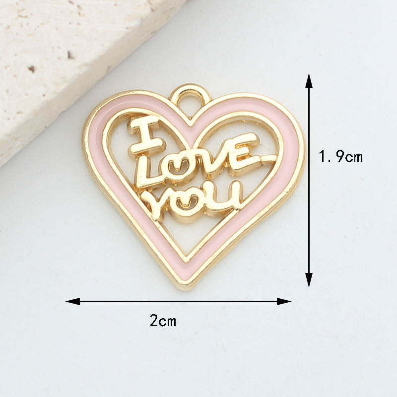 Enamel Design 10 PCS/Package 10*12mm Alloy Heart Shape Flower Pendant