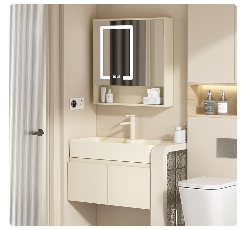 Bathroom cabinet, washbasin, small-sized washbasin, bathroom washbasin, pool, cream style, multi-layer simple solid wood undefined