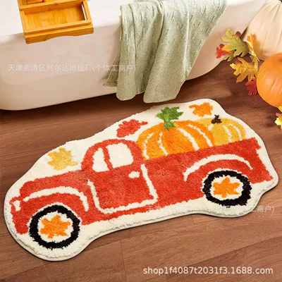 Avtomobil döşəmə paspasları Bathroom Toilet Water Absorbent Non-Slip - pumpkin-truck-customized-sizes-are-non-returnable-and-non-exchangeable-contact-customer-service-to-change-the-price