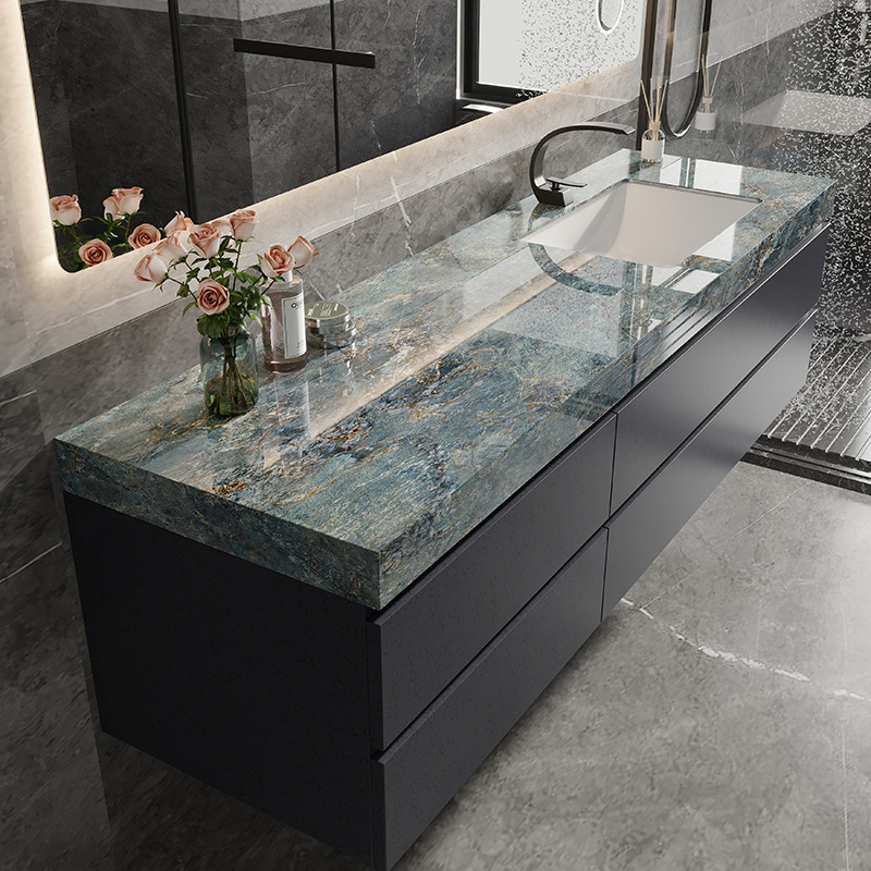 Designer Ingot Rock Board Bathroom Cabinet Combination All-in-One Basin 2024 New Solid Wood Washstand Face Washstand Basin