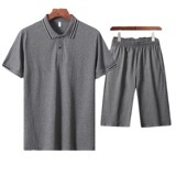 Однотонный дышащий комфортный спортивный костюм, большой размер, для бега, короткий рукав