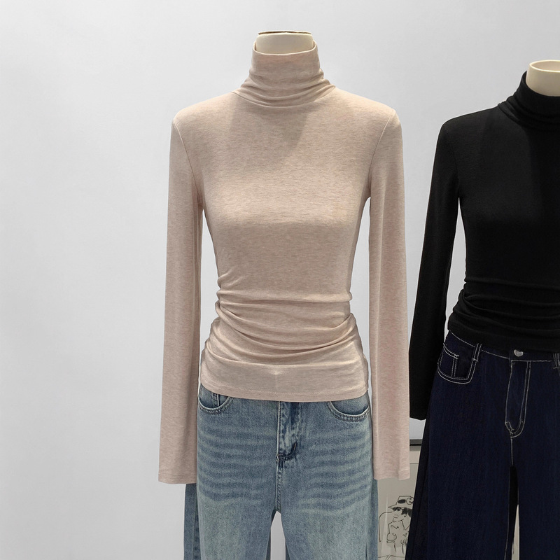 Lyocell Tencel Wool Turtleneck Base Shirt for Women, New Autumn and Winter Slim Fit Inner Layer with Stacked Collar Lyocell Tencel Wool Turtleneck Base Shirt for Women, New Autumn and Winter Slim Fit Inner Layer with Stacked Collar