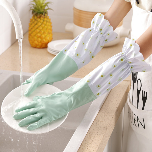 Dishwashing gloves thickened women's waterproof rubber latex kitchen durable cleaning housework protection washing clothes and dishes plastic