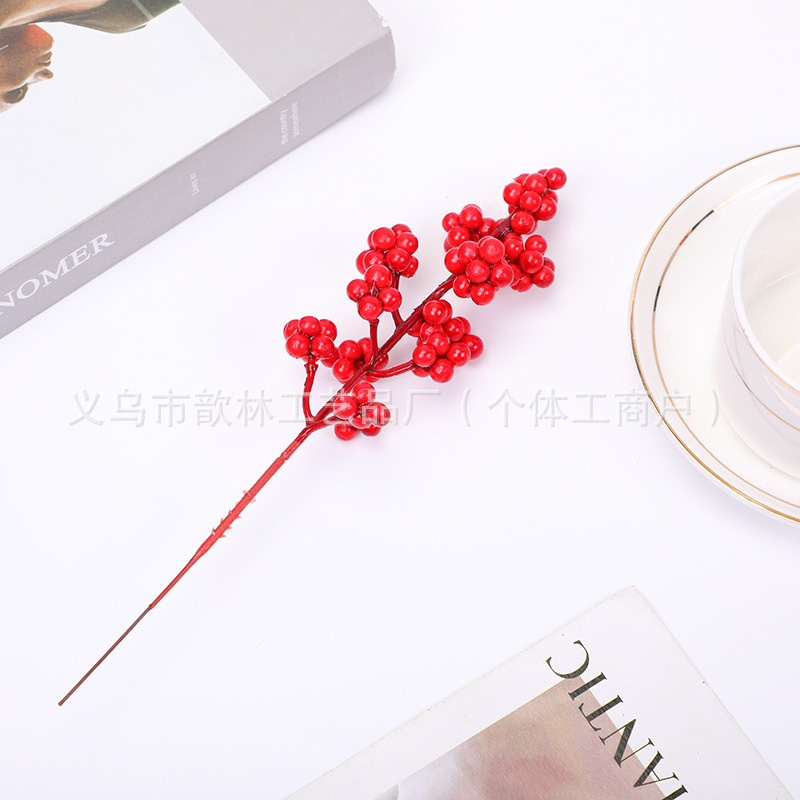 Ramas de Frutos Rojos Artificiales Plástico y PU para Bodas y Decoración del Hogar image 53