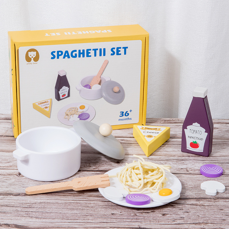 国境を越えた子供の木製シミュレーションキッチン類パスタ家の赤ちゃんの親子交流早教知育玩具|undefined