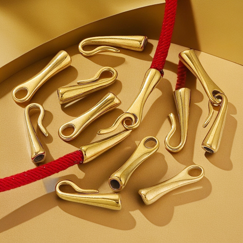 Brazalete de acero inoxidable gancho de pesca de bambú acero de titanio cuentas separador collar de perlas DIY cuentas accesorios de cuerda roja al por mayor