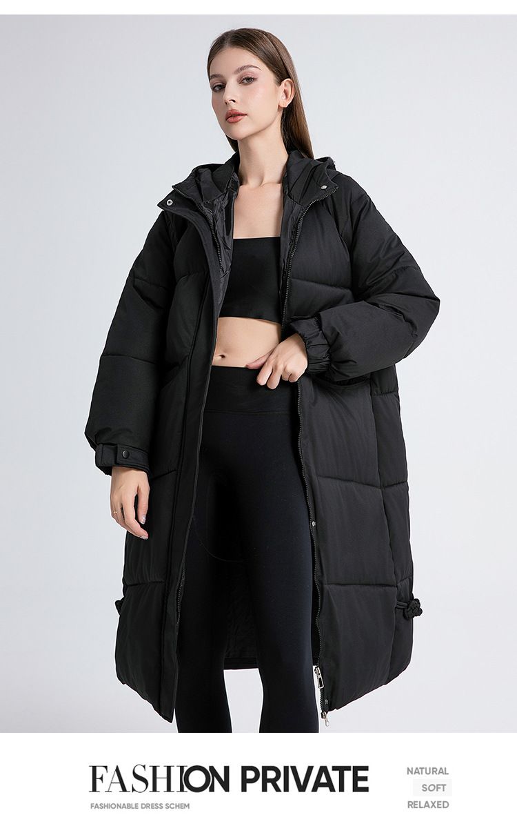 Women's Clothing jacket new winter women's long knee length cotton padded coat with large fur collar, thickened and warm cotton padded coat_voghion.com