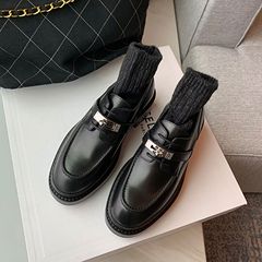 葡萄媽studiolee 英倫風鎖扣樂福單鞋厚底粗跟系帶牛津小皮鞋女秋