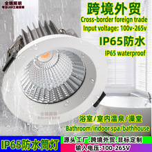 IP65防水筒灯嵌入式防雾孔灯酒店会所30瓦浴池卫生间COB防水防潮