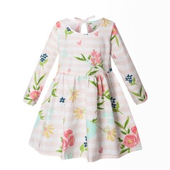 Children's Spring and Autumn Long-Sleeve Dress, Kids Printed Long-Sleeve Dress, Cotton Medium Children's European and American Dress