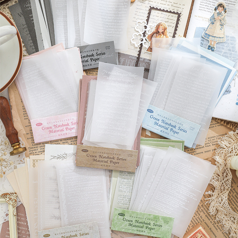 紙跡多材質素材紙 格林記事簿系列 基礎簡約英文主題手賬打底裝飾
