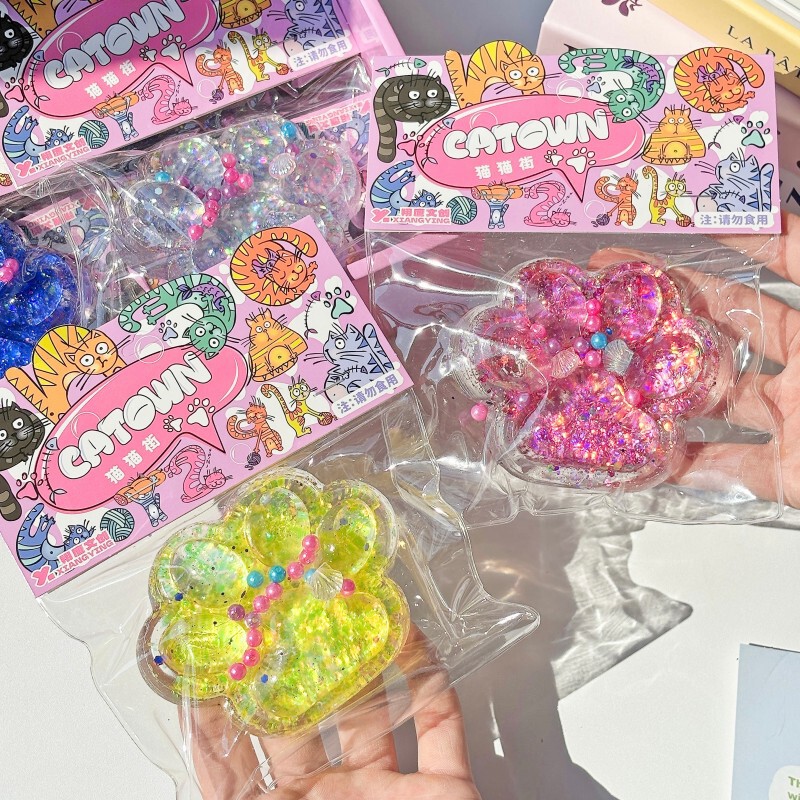 Soft Sticky Crystal Flash Cat Claw Decompression Toy Pinch Music Decompression Toy Decompression Pinch Toy 12 Color Box