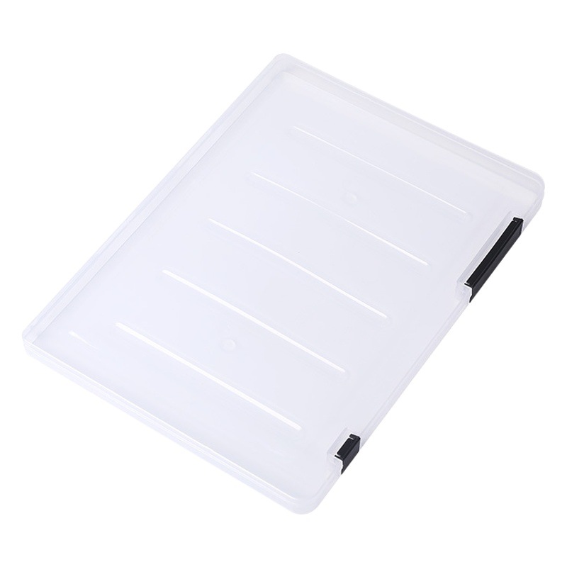 A4 caja de archivos de plástico transparente Carpeta de datos portátil caja de almacenamiento caja de archivo Bill Prueba de papel de escritorio caja de organización