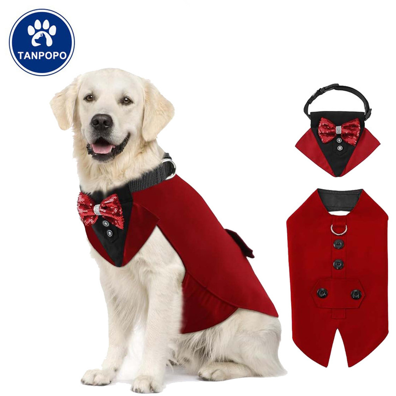 Factory Direct Sales Cross-Border New Product Pet Suit Tuxedo Pet Scarf Dog Cat Clothing Party Jacket