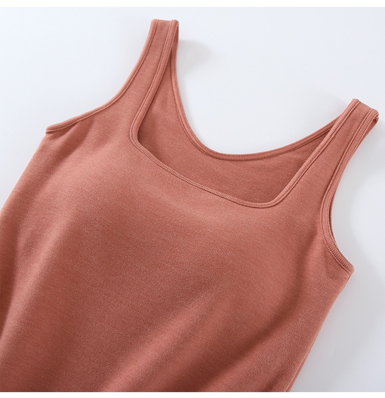 Description Picture 2 of item2024 New Warm Tank Top For Women Chest Pads Sleepwear Shirt Casual Autumn Winter Bottoming Vest Thin Velvet One Piece Camisoles