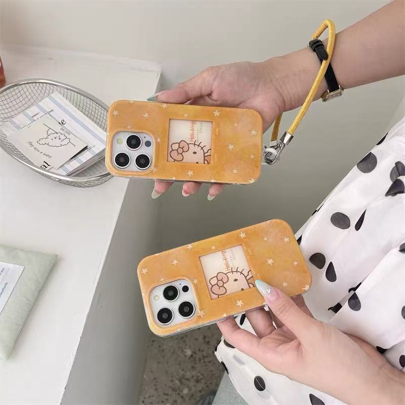 Gato estrella de dibujos animados de alta gama coreano para Apple 15Pro funda para teléfono móvil 16ProMax cuerda de mano 14 femenino 15P