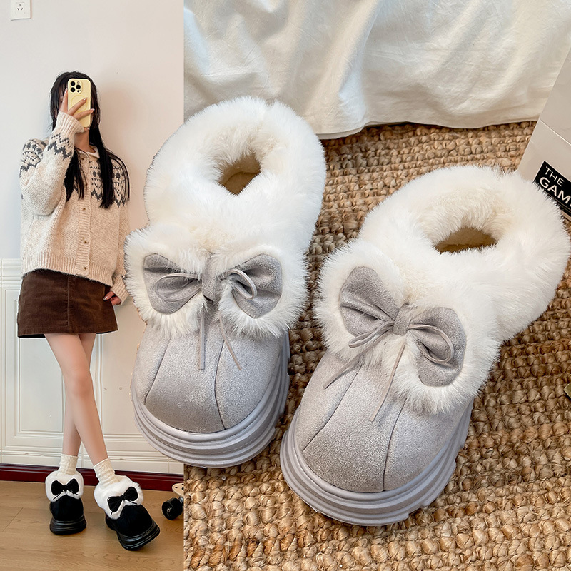 加绒棉拖鞋女2025秋冬新款可爱百搭包跟棉鞋外穿软底保暖雪地靴女