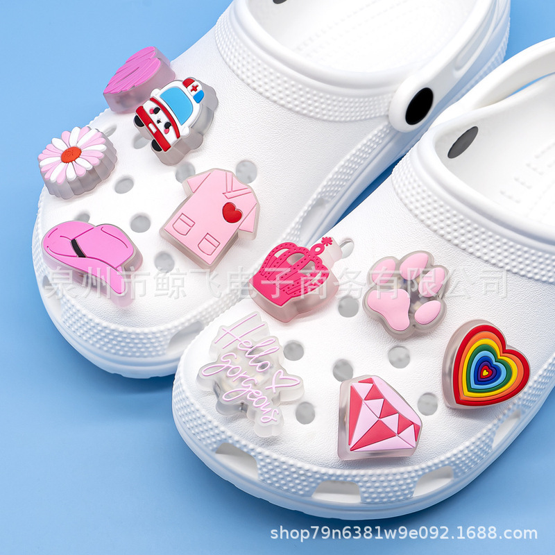 Led Flashing Light Luminous Hole Shoe Accessories Shoe Flower Shoe Buckle Kidsren Adult Men and Women Garden Slippers Accessories Decorative Buckle