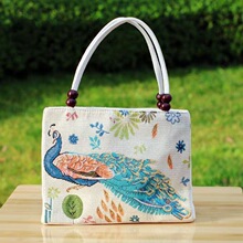 新款大象民族风帆布包双面刺绣休闲手提包大容量高颜值单肩包批发