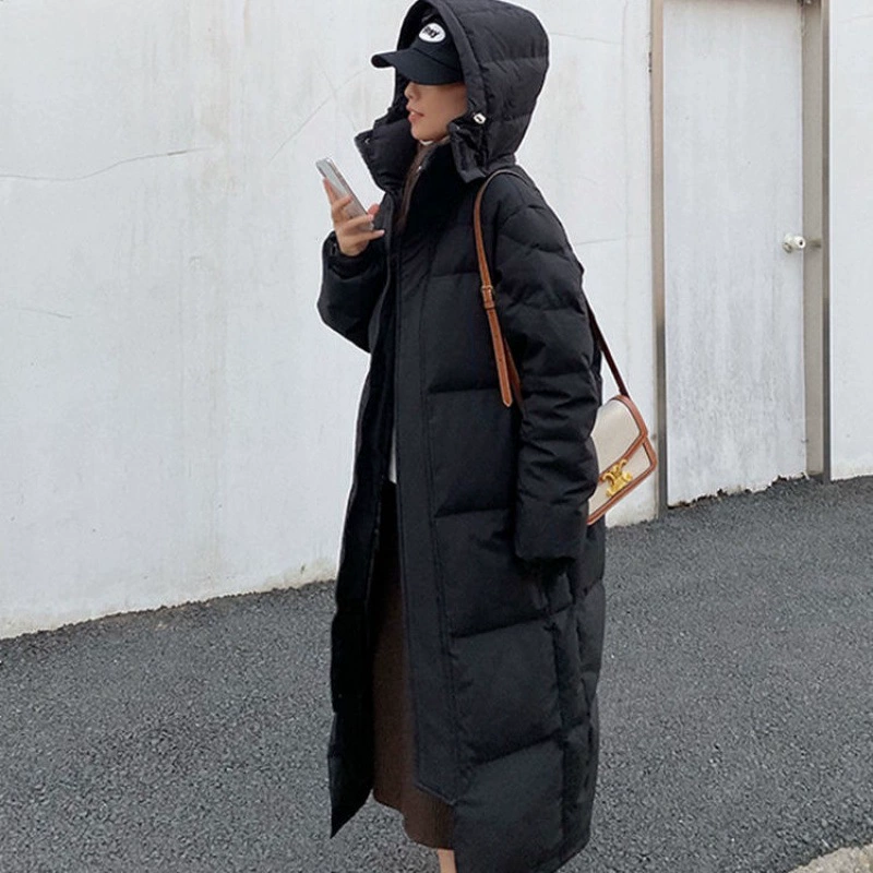 Long down jacket with down, set, maxi length, Korean style, oversize, increased thickness