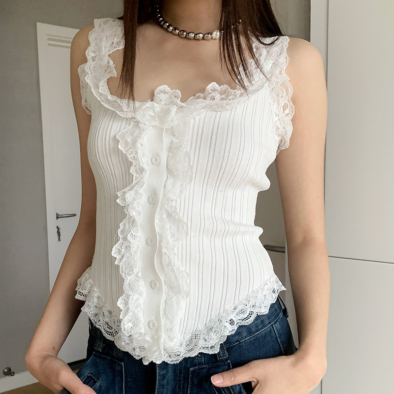 Peach silk South Korea design lace knitted cardigan camisole women's pure hot girl short top Peach silk South Korea design lace knitted cardigan camisole women's pure hot girl short top