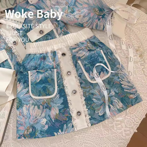 Popular girl's  new set stylish children's small fragrance autumn and spring coat