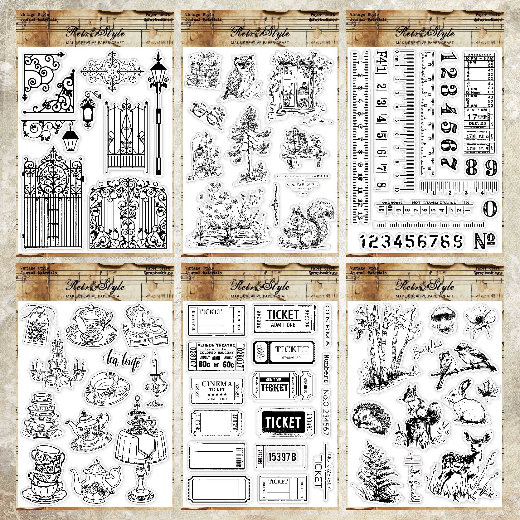 Cuentas de mano transparente sello de silicona fondo retro sello básico DIY decoración cuentas de mano sello de goma hongos papel manuscrito