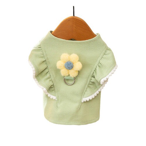 Autumn and winter dog clothes three-dimensional flower traction vest small and medium-sized dogs Teddy Bichon sweatshirt pet dog clothing