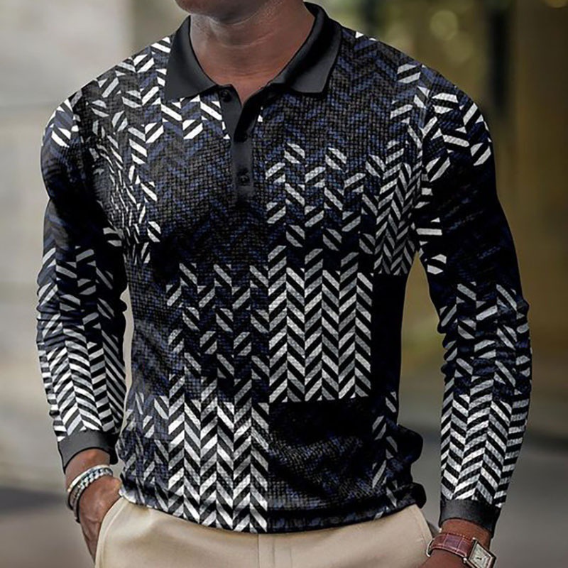 Comercio exterior transfronterizo primavera nuevos hombres de manga larga con botones POLO camisa hombres europeos y americanos moda casual top hombres