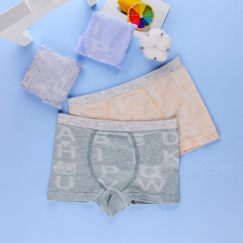 Looking for factory cross-border Seamless Seamless children's underwear pure color cotton boxer pants cartoon little boy children's boxer underwear