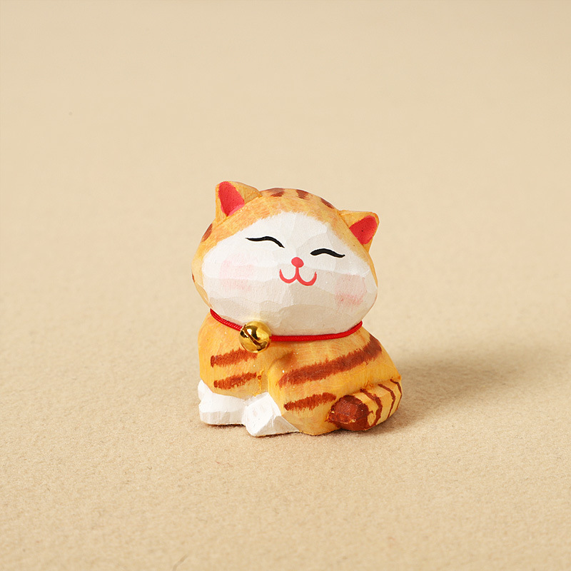 나무 조각 큰 주황색 고양이 - 개별 장식품