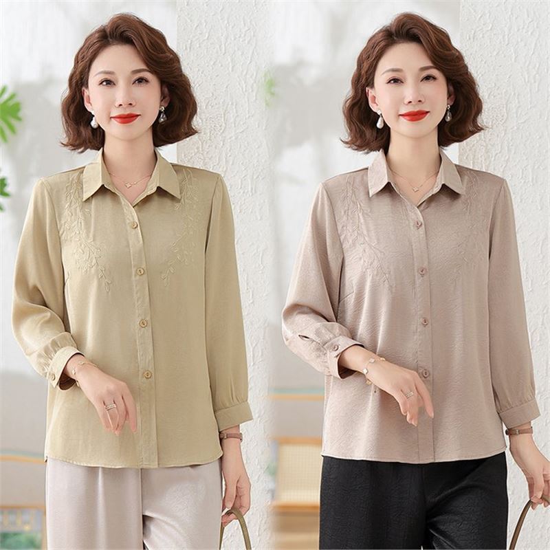 Middle-Aged Mother Summer Shirt 2025 New Style Tops Middle-Aged and Elderly Women's Fashion Shirts Loose Shirts Middle-Aged Mother Summer Shirt 2025 New Style Tops Middle-Aged and Elderly Women's Fashion Shirts Loose Shirts