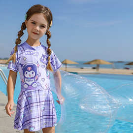 厂家直销儿童泳衣女童可爱卡通太空中小童女宝公主裙连体儿童泳装