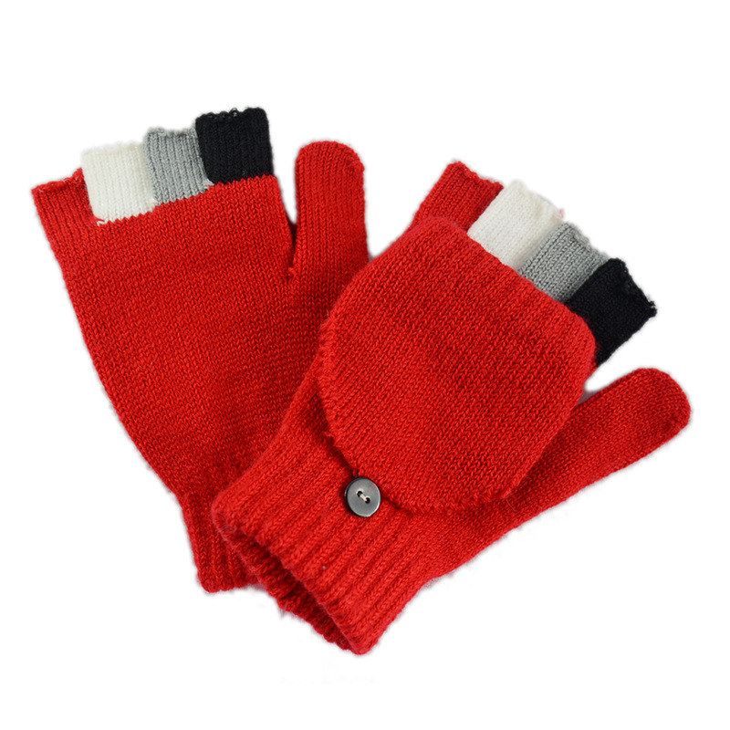 2022新款冬季男女儿童手套 保暖露指手套 针织毛线手套可订logo
