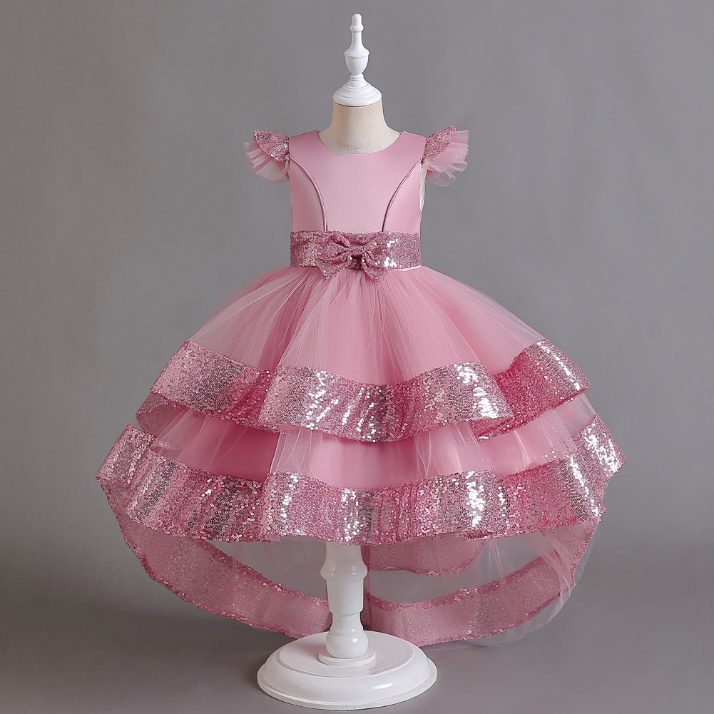 Navidad nuevo niñas princesa vestido de malla pettiskirt pequeño anfitrión flor niña lentejuelas piano rendimiento vestido
