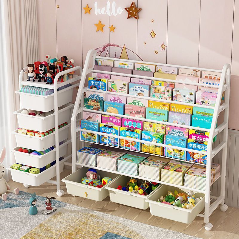 移動式本棚絵本棚子供用玩具収納ケース整理赤ちゃん本棚床置き簡易寝室棚|undefined