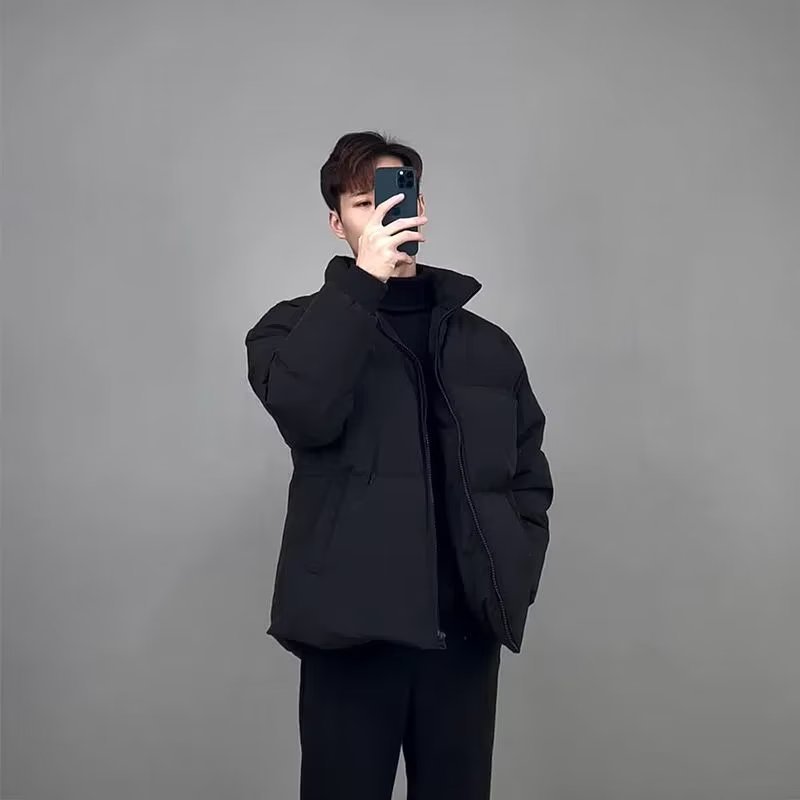 Europa y América de la calle de color sólido ropa de trabajo abrigo de algodón acolchado de los hombres simple marca de moda suelta abrigo de invierno engrosada abrigo de pan