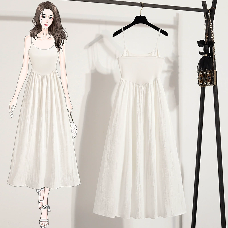 Настоящая фотография нежного французского белого платья на подтяжках для женщин, летняя юбка для отдыха на море, шифоновая юбка на подтяжках