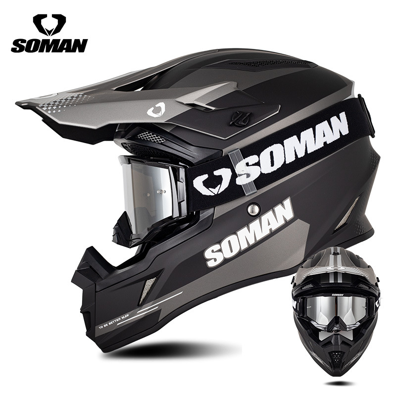 Motosiklet kaskı (dəbilqə) | Motuoche Rally Downhill 3C - black-and-gray-star-lord-with-black-silver-goggles-s