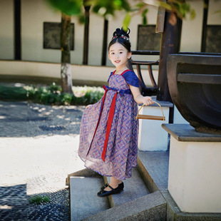 2025 Summer New Girls Hanfu Baby Tang Style Purple Sleeveless Vacation Dress Shibo Luo Factory Wholesale