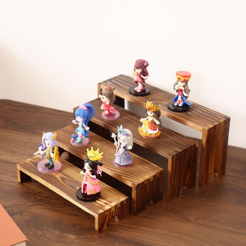 木製収納ラックブラインドボックス手作り階段人形装飾品収納ラック木製ボード組み合わせ香水ディスプレイラック|undefined