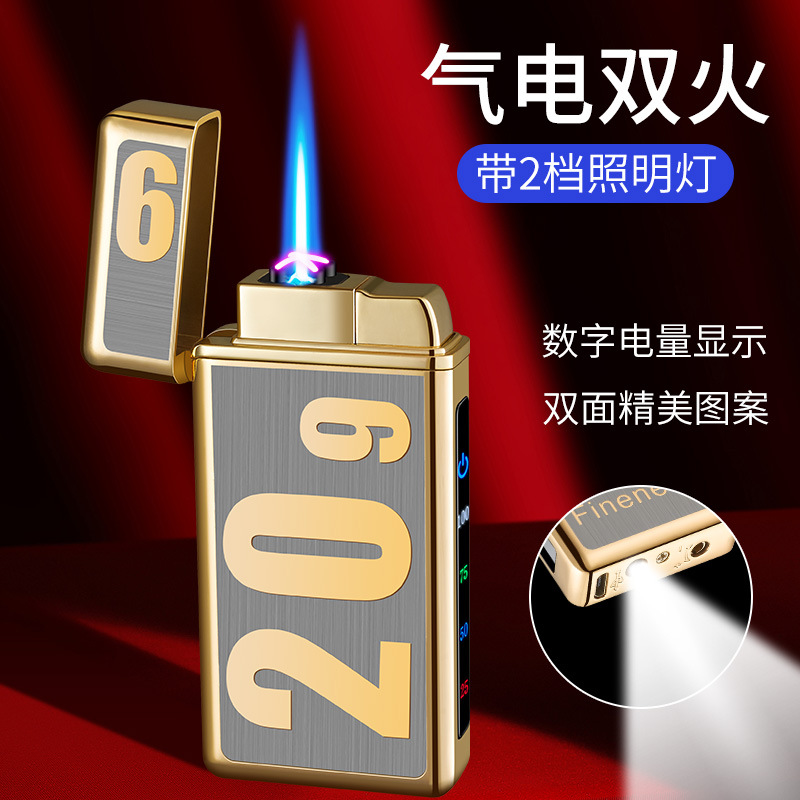 TH-601 Gas-Electric Dual-Power Arc Igniter with Digital Display, Sensor, USB Charging, DIY Signature Igniter