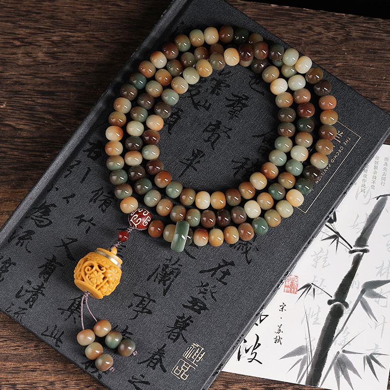 菩提根手串直播设计款108敦煌飞天高抛佛珠文玩男女盘玩手链批发