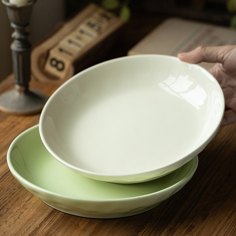 Plato de color crema casero platos de color sólido platos de mesa de alta calidad platos de comedor platos de pasta platos de postres