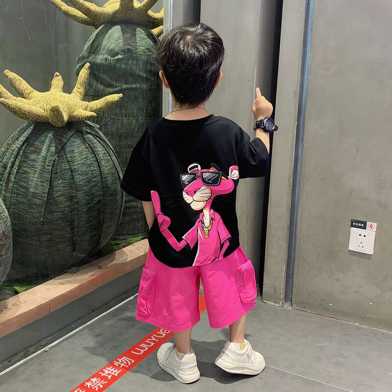 儿童衣服网红新款男童夏套装运动休闲帅气宝宝短袖夏装小男孩童装|undefined