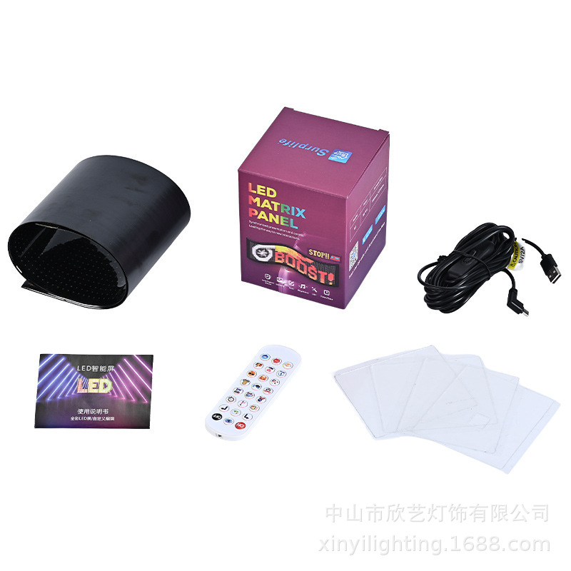 Pantalla LED automotriz programable controlada por voz AI suministro de alimentación USB una pieza de orden de color completo LED automóvil pantalla suave suministro transfronterizo exclusivo