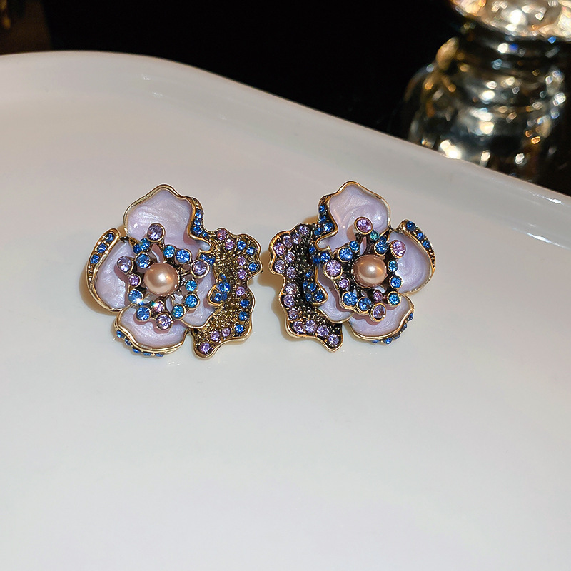 Medieval vintage diamantes geométricos oval pendientes collar ligero lujo nicho cadena clavícula juegos de joyería retro